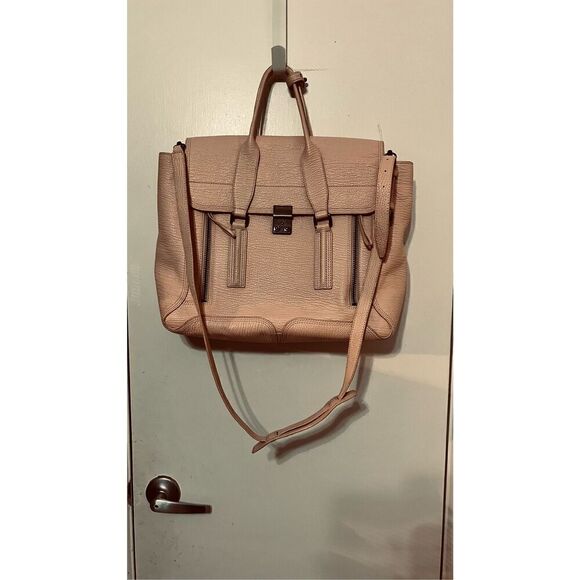 3.1 Phillip Lim Pashli Blush Zipper Leather Tote Satchel Crossbody Beautiful - Picture 3 of 14
